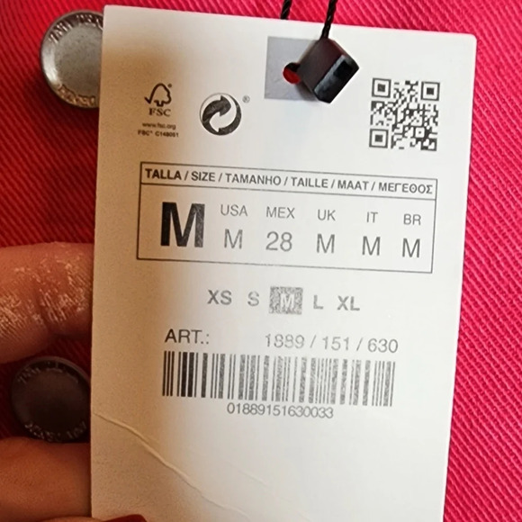 NWT Zara Hot Pink Denim Asymmetrical Skort Wrap Front Size Medium - Picture 7 of 15